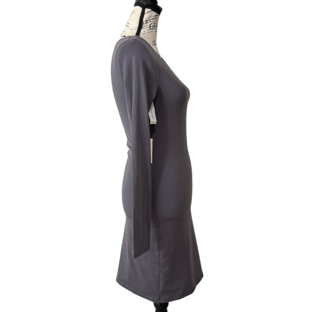 Babaton Womens Size M Contour Crew Dress Long Sleeve Gray Charcoal Stretch NEW - Picture 3 of 9